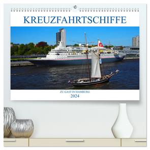 Kreuzfahrtschiffe zu Gast in Hamburg (hochwertiger Premium Wandkalender 2024 DIN A2 quer), Kunstdruck in Hochglanz von Stempel,  Christoph