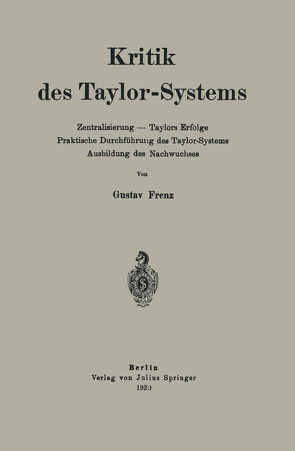 Kritik des Taylor-Systems von Frenz,  Gustav