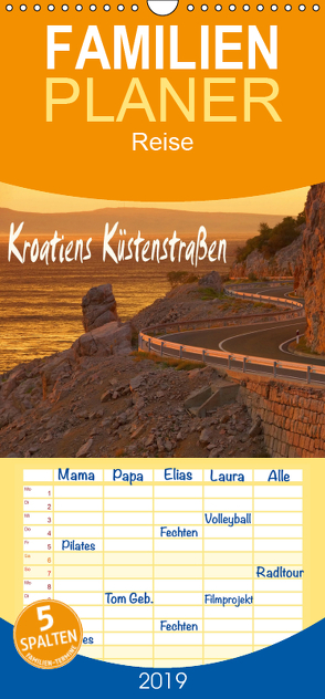 Kroatiens Küstenstraßen – Familienplaner hoch (Wandkalender 2019 , 21 cm x 45 cm, hoch) von LianeM