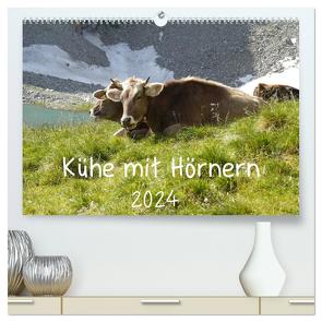 Kühe mit Hörnern (hochwertiger Premium Wandkalender 2024 DIN A2 quer), Kunstdruck in Hochglanz von Goldscheider,  Stefanie