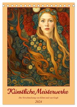 Künstliche Meisterwerke (Tischkalender 2024 DIN A5 hoch), CALVENDO Monatskalender von aka stine1,  Christine