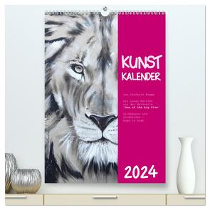 Kunstkalender Dickhäuter und Großkatzen – Auge in Auge (hochwertiger Premium Wandkalender 2024 DIN A2 hoch), Kunstdruck in Hochglanz von Rogge,  Stefanie