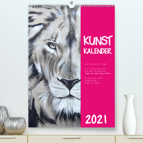 Kunstkalender Dickhäuter und Großkatzen – Auge in Auge (Premium, hochwertiger DIN A2 Wandkalender 2021, Kunstdruck in Hochglanz) von Rogge,  Stefanie