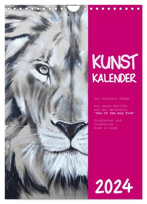 Kunstkalender Dickhäuter und Großkatzen – Auge in Auge (Wandkalender 2024 DIN A4 hoch), CALVENDO Monatskalender von Rogge,  Stefanie