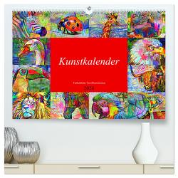 Kunstkalender. Farbenfrohe Tier-Illustrationen (hochwertiger Premium Wandkalender 2024 DIN A2 quer), Kunstdruck in Hochglanz von Hurley,  Rose