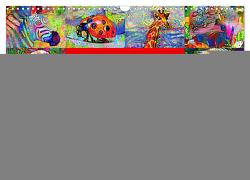 Kunstkalender. Farbenfrohe Tier-Illustrationen (Wandkalender 2024 DIN A3 quer), CALVENDO Monatskalender von Hurley,  Rose