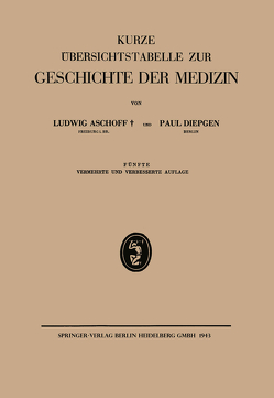 Kurze Übersichtstabelle zur Geschichte der Medizin von Aschoff,  Ludwig, Diepgen,  Paul