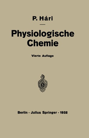 Kurzes Lehrbuch der Physiologischen Chemie von Haari,  Paul