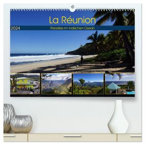 La Réunion – Paradies im indischen Ozean (hochwertiger Premium Wandkalender 2024 DIN A2 quer), Kunstdruck in Hochglanz von Löwe,  Karsten