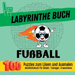 Labyrinthe-Buch Fußball Aktivitätsbuch für Kinder, Teenager, Erwachsene 100 Puzzles zum Lösen und Ausmalen von Ways,  Sunnie