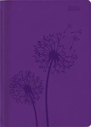 Ladytimer Deluxe Purple 2024 – Taschen-Kalender A6 (10,7×15,2 cm) – Tucson Einband – mit Motivprägung – Weekly – 128 Seiten – Alpha Edition