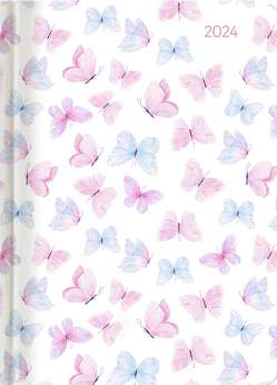 Ladytimer Grande Pastel Butterflies 2024 – Taschen-Kalender A5 (15×21 cm) – Schmetterlinge – Notiz-Buch – Weekly – 128 Seiten – Alpha Edition