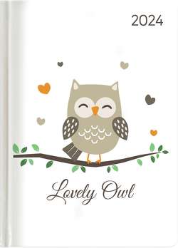 Ladytimer Lovely Owl 2024 – Eule – Taschenkalender A6 (10,7×15,2 cm) – Weekly – 192 Seiten – Notiz-Buch – Termin-Planer – Alpha Edition
