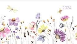 Ladytimer Pad Flower Field 2024 – Taschen-Kalender 15,6×9 cm – Blumen – Weekly – 128 Seiten – Notiz-Buch – Alpha Edition