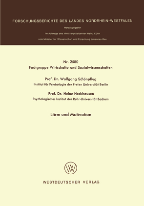 Lärm und Motivation von Schönpflug,  Wolfgang