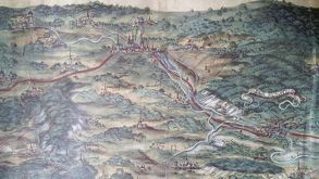 Landkarte anno 1578 Blick auf die Goldene Aue von Norden