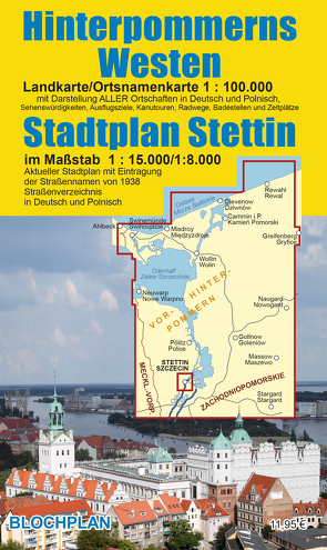 Landkarte Hinterpommerns Westen und Stadtplan Stettin von Bloch,  Dirk