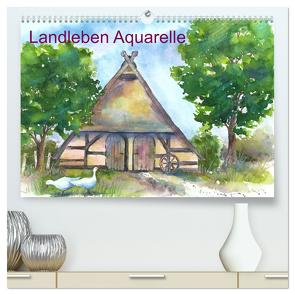 Landleben Aquarelle (hochwertiger Premium Wandkalender 2024 DIN A2 quer), Kunstdruck in Hochglanz von Krause,  Jitka