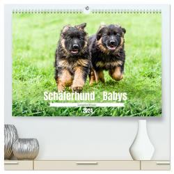 Langstockhaar – Schäferhund – Babys (hochwertiger Premium Wandkalender 2024 DIN A2 quer), Kunstdruck in Hochglanz von K. Fotografie,  Jana