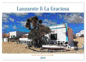 Lanzarote & La Graciosa – Im Stil von Vicent van Gogh (Wandkalender 2024 DIN A2 quer), CALVENDO Monatskalender von Balan,  Peter
