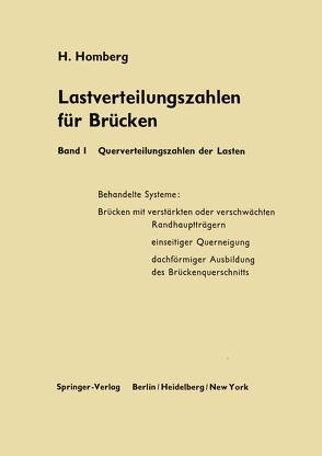 Lastverteilungszahlen für Brücken von Homberg,  Hellmut