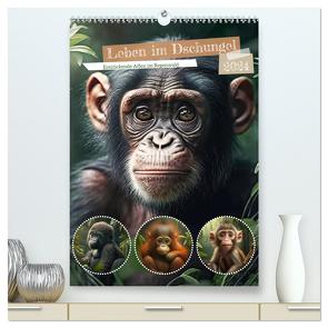 Leben im Dschungel. Entzückende Affen im Regenwald (hochwertiger Premium Wandkalender 2024 DIN A2 hoch), Kunstdruck in Hochglanz von Hurley,  Rose