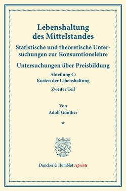 Lebenshaltung des Mittelstandes. von Eulenburg,  Franz, Günther,  Adolf