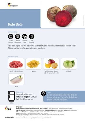 Lebensmittel-Infoblatt: Rote Beete von Lobitz,  Rüdiger, Spaeth,  Martina