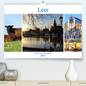 Leer – Ostfriesische Impressionen 2023 (Premium, hochwertiger DIN A2 Wandkalender 2023, Kunstdruck in Hochglanz) von Hebgen,  Peter