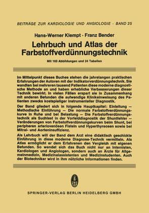 Lehrbuch und Atlas der Farbstoffverdünnungstechnik von Bender,  F., Klempt,  H.-W.