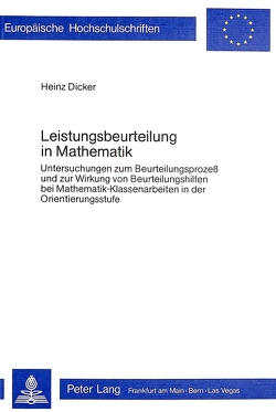 Leistungsbeurteilung in Mathematik von Dicker,  Heinz
