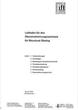 Leitfaden für den Übereinstimmungsnachweis für Structural Glazing von ift Rosenheim GmbH