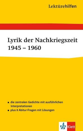 Klett Lektürehilfen Lyrik der Nachkriegszeit 1945 – 1960 von Petruschke,  Adelheid