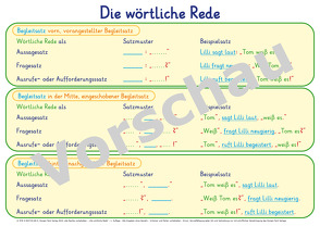 Lernposter Die wörtliche Rede – alle Satzzeichen von Fant,  Doreen