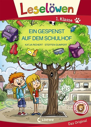 Leselöwen 1. Klasse – Ein Gespenst auf dem Schulhof (Großbuchstabenausgabe) von Gumpert,  Steffen, Richert,  Katja