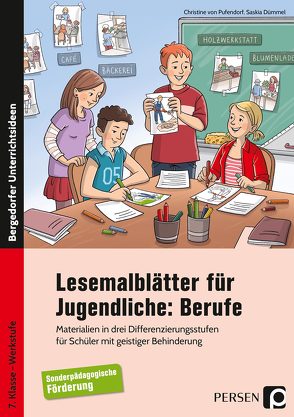 Lesemalblätter für Jugendliche: Berufe von Dümmel,  Saskia, Pufendorf,  Christine von