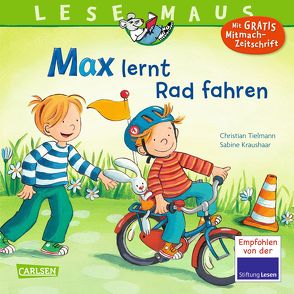 LESEMAUS 20: Max lernt Rad fahren von Kraushaar,  Sabine, Tielmann,  Christian