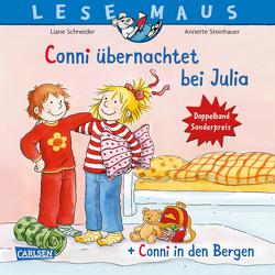 LESEMAUS 207: „Conni übernachtet bei Julia“ + „Conni in den Bergen“ Conni Doppelband von Schneider,  Liane, Steinhauer,  Annette