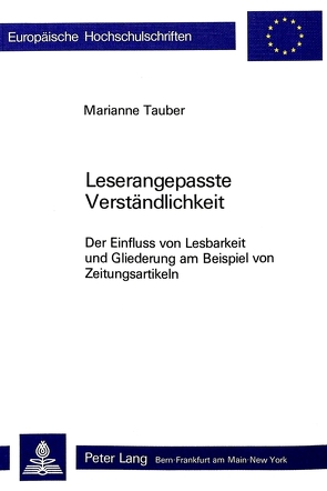 Leserangepasste Verständlichkeit von Tauber,  Marianne