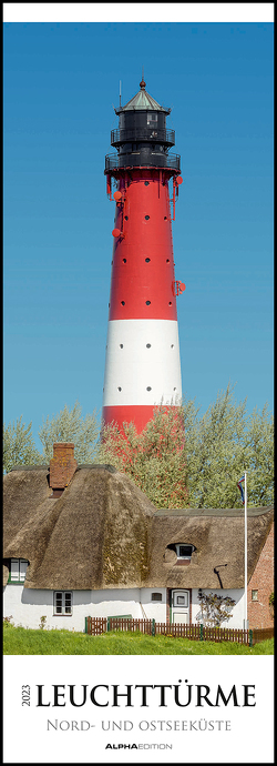 Leuchttürme – Nord- und Ostseeküste 2023 – Streifenkalender XXL 25×69 cm – Bildkalender im Hochformat – Wandplaner – Leuchtturmkalender