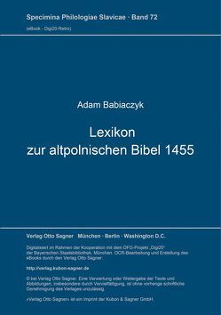 Lexikon zur altpolnischen Bibel 1455 von Babiaczyk,  Adam