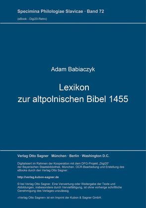 Lexikon zur altpolnischen Bibel 1455 von Babiaczyk,  Adam