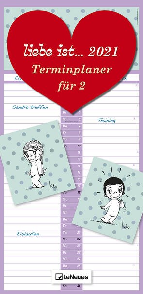 liebe ist… Terminplaner für 2 2021 – Familien-Timer – Termin-Planer – Kinder-Kalender – Familien-Kalender – 22×45 von Casali,  Kim