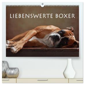 Liebenswerte Boxer (hochwertiger Premium Wandkalender 2024 DIN A2 quer), Kunstdruck in Hochglanz von Behr,  Jana