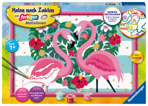 Ravensburger Malen nach Zahlen 28782 – Liebenswerte Flamingos – Kinder ab 7 Jahren
