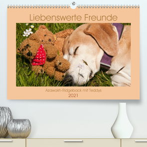 Liebenswerte Freunde – Azawakh-Ridgeback mit Teddys (Premium, hochwertiger DIN A2 Wandkalender 2021, Kunstdruck in Hochglanz) von Bölts,  Meike