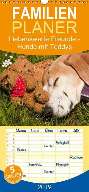 Liebenswerte Freunde – Hunde mit Teddys – Familienplaner hoch (Wandkalender 2019 , 21 cm x 45 cm, hoch) von Bölts,  Meike