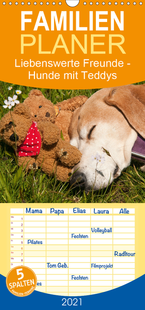 Liebenswerte Freunde – Hunde mit Teddys – Familienplaner hoch (Wandkalender 2021 , 21 cm x 45 cm, hoch) von Bölts,  Meike