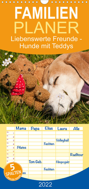 Liebenswerte Freunde – Hunde mit Teddys – Familienplaner hoch (Wandkalender 2022 , 21 cm x 45 cm, hoch) von Bölts,  Meike