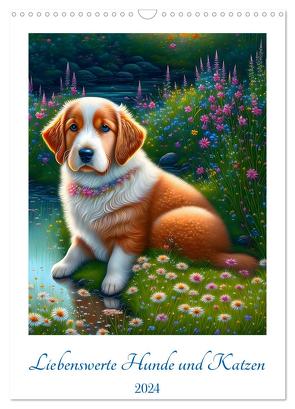 Liebenswerte Hunde und Katzen (Wandkalender 2024 DIN A3 hoch), CALVENDO Monatskalender von Beuck,  Angelika
